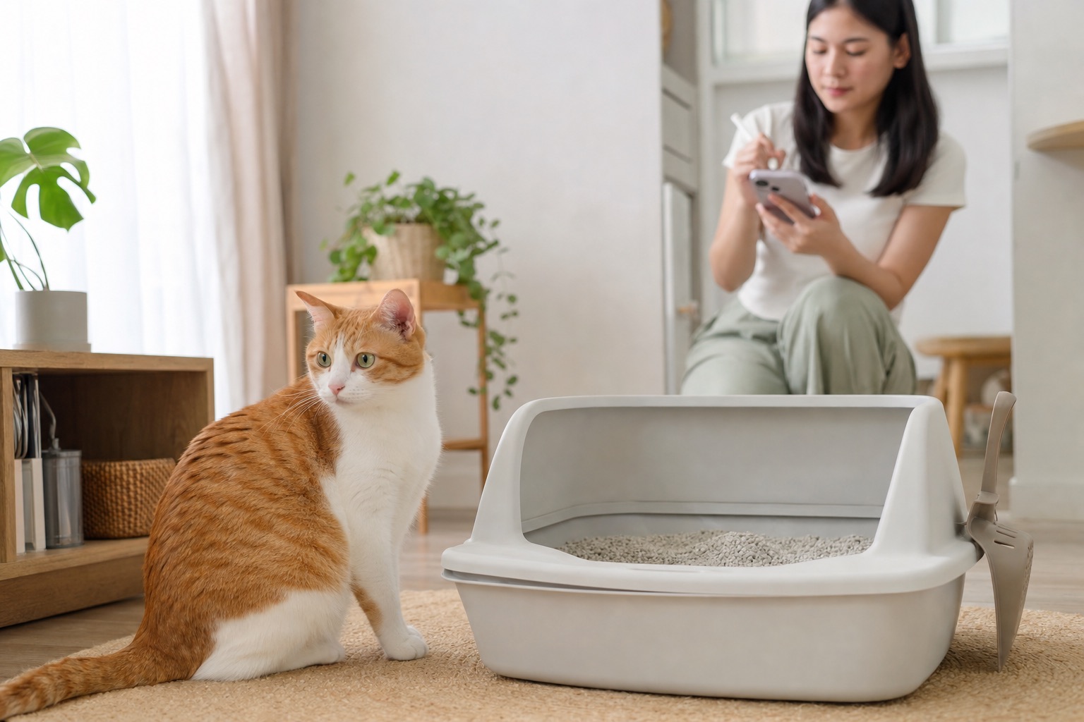 飼主在家記錄貓咪與貓砂盆周邊的日常行為